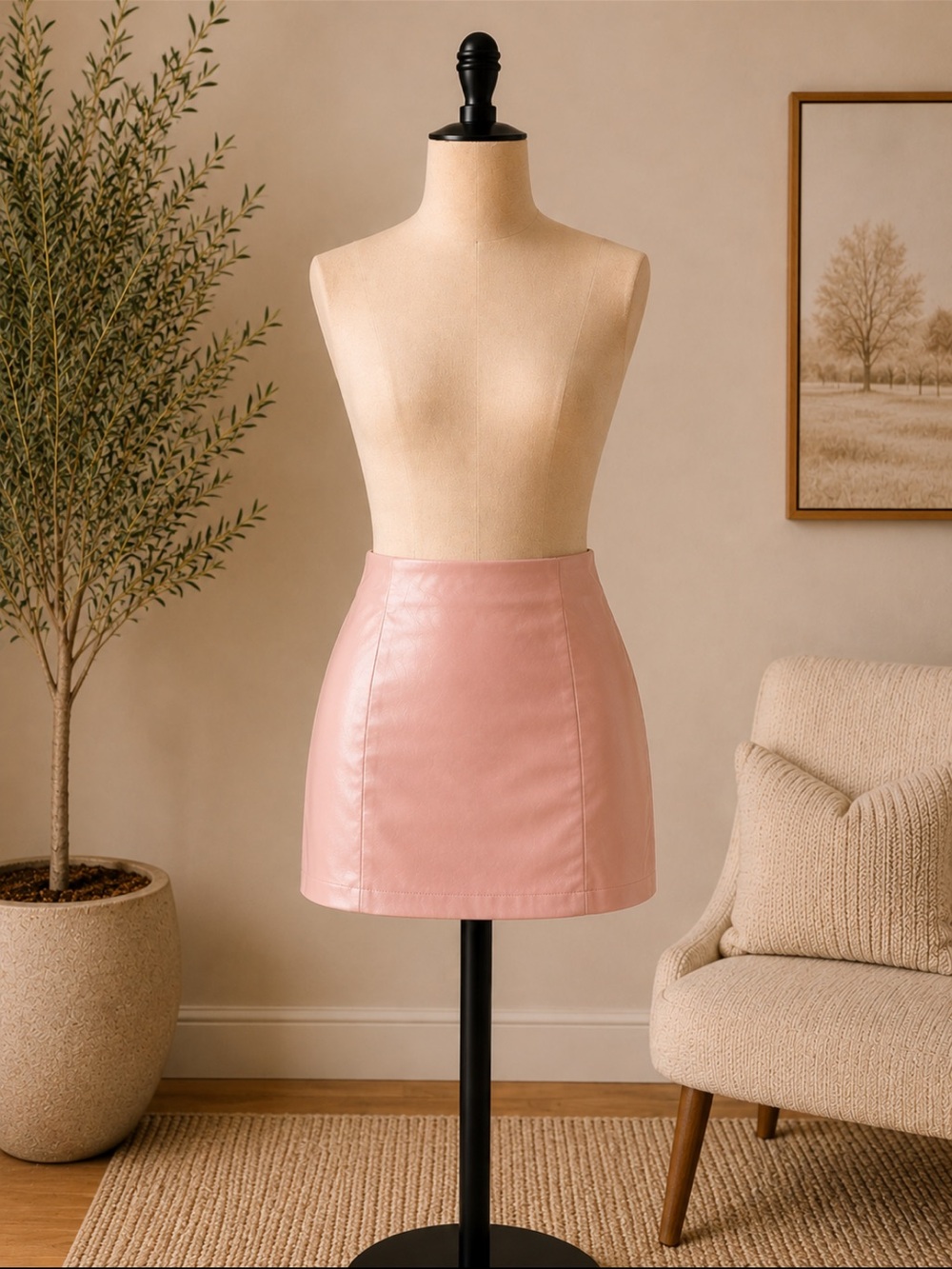 Othr Blush Pink Faux Leather Mini Skirt